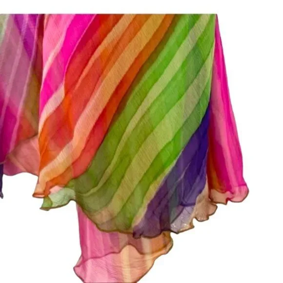 Harriet Selwyn 100% Silk Abstract Rainbow Button Down Long Sleeve Blouse Sz 6 - Picture 6 of 10